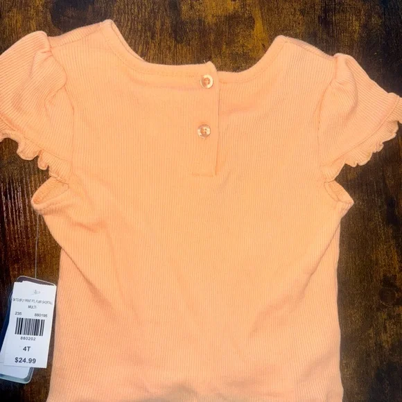 Little Lass 4t girl’s 2 piece short floral overalls outfit NWT - Picture 4 of 7